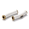 Brass Micro Pave Clear Cubic Zirconia Tube Beads KK-B028-21G-C-2