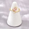 Flower Brass Micro Pave Cubic Zirconia Cuff Open Rings for Women CU-CBA0A21-06A-G-3