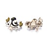 Bird and Flower Enamel Pin with Plastic Pearl JEWB-N007-098-2