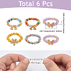 6Pcs 2 Styles Alloy & Glass Beaded Decorative Rings for Smartwatch Band AJEW-CP0009-95-2