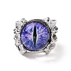 Dragon Eye Glass Wide Band Rings for Men RJEW-E017-01AS-03-1