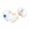 Natural Shell Evil Eye Stud Earrings with Enamel EJEW-G334-06I-2