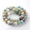 Frosted Natural Flower Amazonite Round Beads Strands G-E330-8mm-01-2