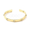 Clear Cubic Zirconia Flat Round Open Cuff Bangle BJEW-J165-07G-2