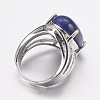 Natural Dyed Lapis Lazuli Wide Band Finger Rings RJEW-K224-A15-2