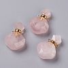 Rhombus Natural Rose Quartz Perfume Bottle Pendants G-H241-01B-G-1