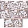 16 Sheets 16 Style PET Drawing Stencil DIY-SZ0003-80-3