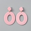 Acrylic Hollow Oval Dangle Stud Earrings with Steel Iron Pins for Women EJEW-WH0047-74E-1