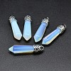 Bullet Platinum Plated Alloy Opal Pointed Pendants G-F228-06K-RS-1