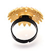 Adjustable Flower Alloy & Iron Rhinestone Bezel Cup Ring Base with Rotatable Tray MAK-T012-04G-3
