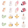 16Pcs 8 Styles Flocking Resin Pendants RESI-TA0004-16-2