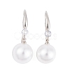 Rack Plating Brass Cubic Zirconia ABS Pearl Earring Hooks EJEW-S219-16P-05-1