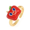 Brass Enamel Cuff Rings for Women RJEW-D326-01G-4