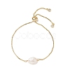 Oval Natural Pearl Beaded Slider Bracelet X-BJEW-JB09315-02-1