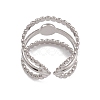 Non-Tarnish 304 Stainless Steel Triple Line Open Cuff Ring Findings RJEW-G285-32P-3