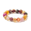 Dyed & Heated Round Natural Agate Beads Stretch Rings for Women RJEW-JR00694-5