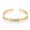 Brass Micro Pave Clear Cubic Zirconia Cuff Bangles BJEW-S142-002-NF-2