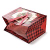 Christmas Theme Tartan Non-woven Fabric Gift Tote Bags with Handle ABAG-G017-01D-4
