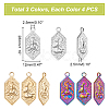 12Pcs 3 Colors 304 Stainless Steel Pendants STAS-UN0042-18-3