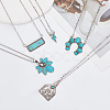 ANATTASOUL 5Pcs 5 Style Flower & Rectangle & Lightning & Cow Tag Synthetic Turquoise Pendant Necklaces Sets NJEW-AN0001-04-7