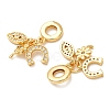 Rack Plating Brass Micro Pave Cubic Zirconia European Dangle Charms KK-P270-02E-G-1-2