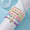 6Pcs 6 Style Polymer Clay & ABS Plastic Pearl Beaded Stretch Bracelets Set BJEW-JB09674-2