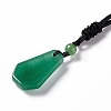 Gemstone Hexagon Pendant Necklace with Nylon Cord for Men Women NJEW-G094-A-4