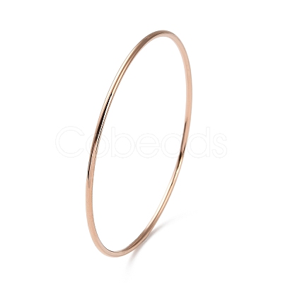 Ion Plating(IP) 304 Stainless Steel Simple Plain Bangle for Women High Polished BJEW-F461-01B-RG-1