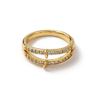 Brass Micro Pave Clear Cubic Zirconia Ring Components KK-NH0007-11G-1