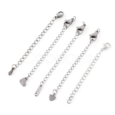 15Pcs 5 Styles 304/201 Stainless Steel Chain Extender STAS-TA0005-80-1