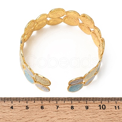 304 Stainless Steel Enamel Flat Round Open Cuff Bangles for Women SA-CBA1A30-03B-G-1