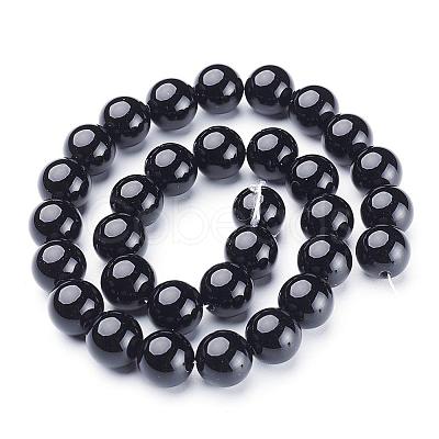 Natural Black Onyx Round Beads Strands GSR12mmC097-1