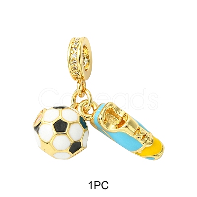 1Pc Sport Theme Brass Enamel European Dangle Charms KK-YW0002-65-1
