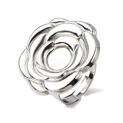 Adjustable 304 Stainless Steel Open Cuff Ring Components STAS-P403-01F-P-1