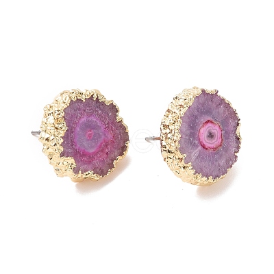 Natural Dyed Quartz Stud Earrings EJEW-P166-B02-1