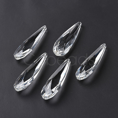 Faceted Teardrop Glass Pendants GLAA-O008-E02-1