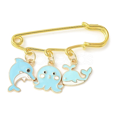 Sea Animals Alloy Enamel Pendants Brooch Pin JEWB-BR00114-1