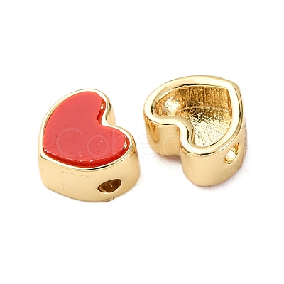 Heart Brass Resin Beads KK-K408-56G-1