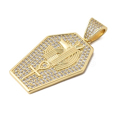 Brass Micro Pave Clear Cubic Zirconia Pendants KK-H267-057G-1