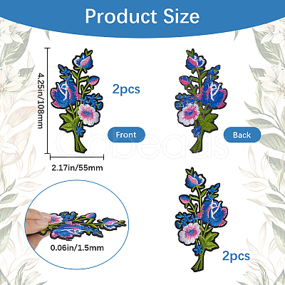 4Pcs 2 Styles Embroider Thread Iron on/Sew On Patches PATC-CY0001-06-1