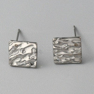304 Stainless Steel Textured Geometry Stud Earrings Findings with Hole STAS-WH0027-54G-1