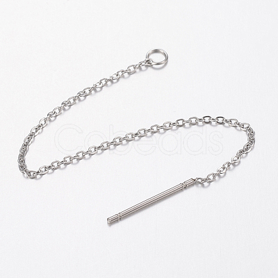 Non-Tarnish 304 Stainless Steel Chain Stud Earring Findings X-STAS-H434-58P-1