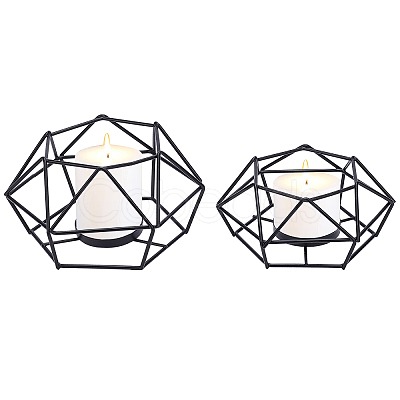 2Pcs 2 Style Iron Hollow Candle Holder AJEW-PH0001-59EB-1