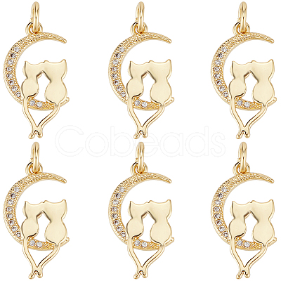 Brass Micro Pave Clear Cubic Zirconia Pendants ZIRC-BBC0002-47-1