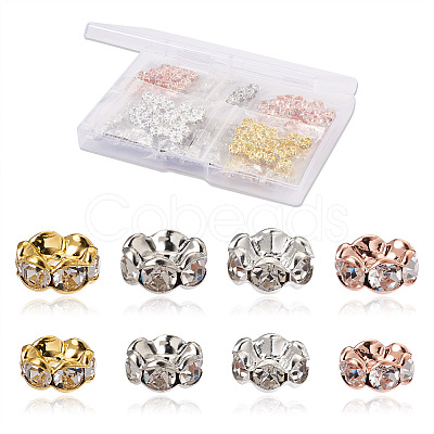 Yilisi 200Pcs 8 Style Brass Rhinestone Spacer Beads RB-YS0001-01-1