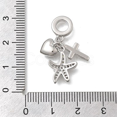 Brass Micro Pave Clear Cubic Zirconia European Dangle Charms KK-D431-033E-P-1