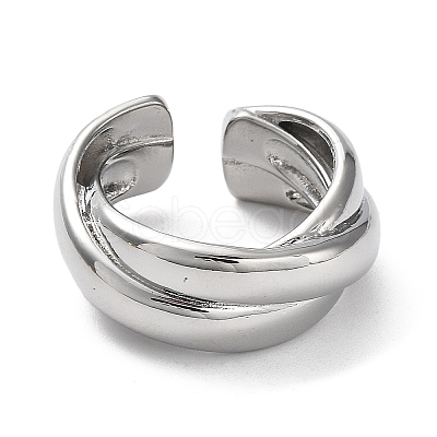 Rack Plating Brass Criss Cross Open Cuff Rings for Women RJEW-Q777-04P-1