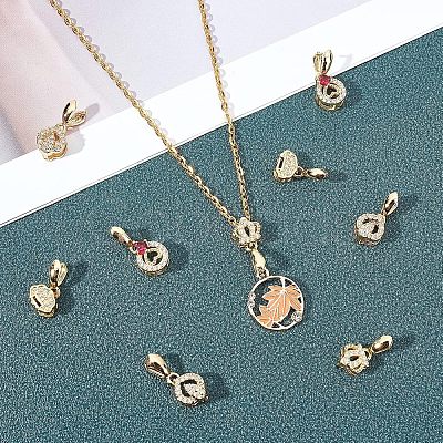 16Pcs 4 Style Brass Micro Pave Cubic Zirconia Ice Pick Pinch Bails ZIRC-FH0001-08-1
