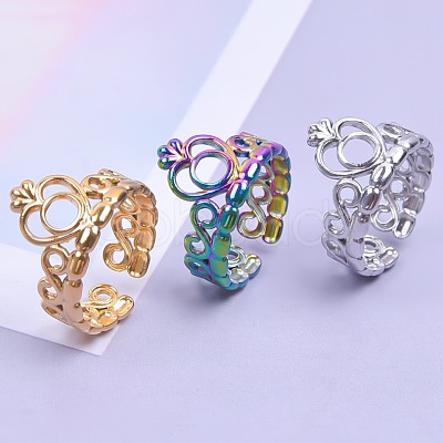 Fashionable 304 Stainless Steel Cuff Rings FS-WG08AB3-03-1