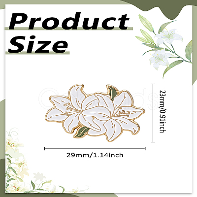 1Pc Greenish Lily Flower Enamel Pin JEWB-LP0004-41-1